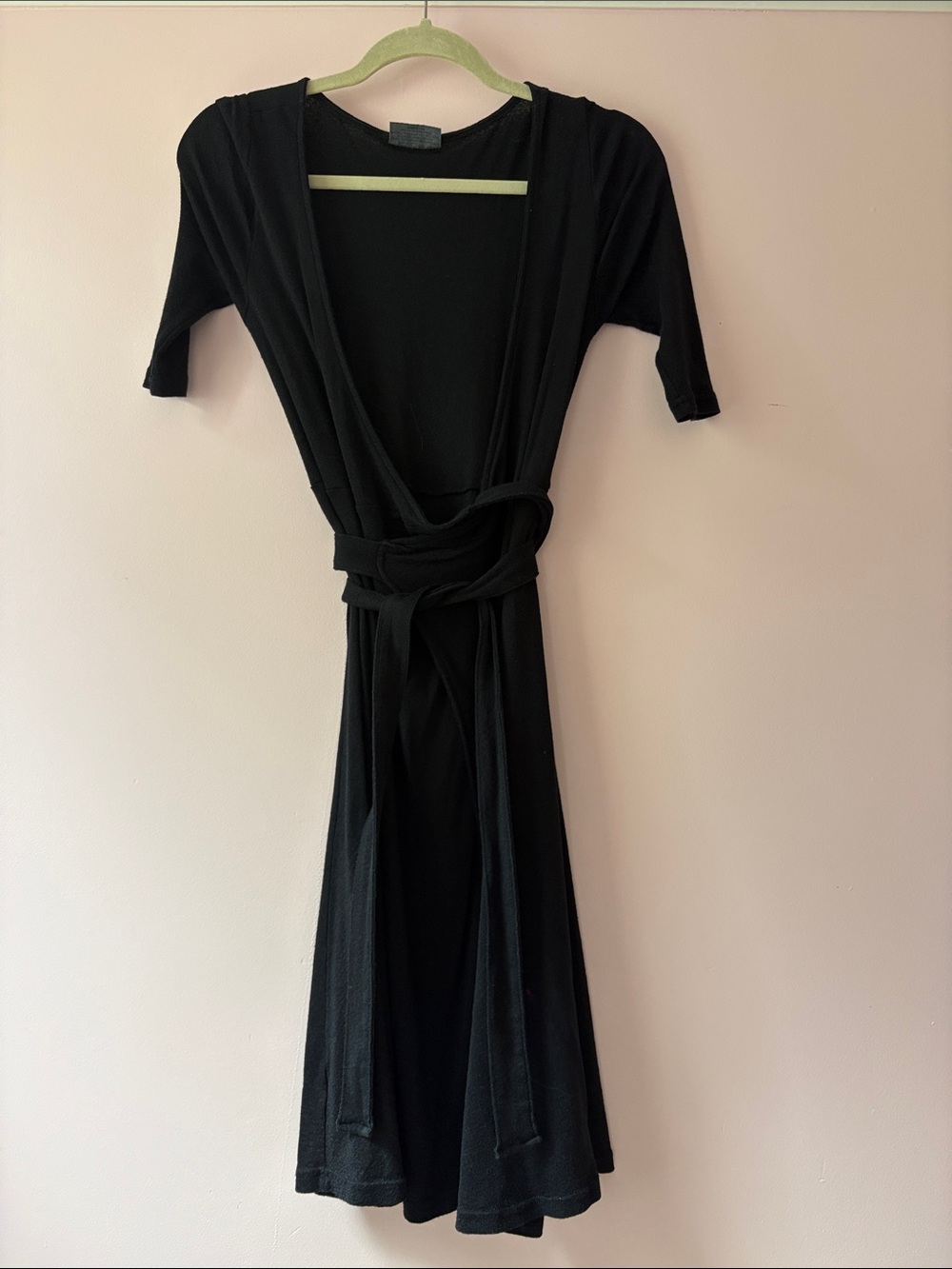 Michael Stars Black Midi Wrap Dress self Tie
